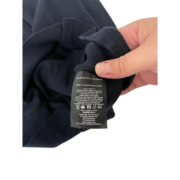 Tory Burch Womens Cardigan Sweater XS Navy Long Sleeve V Neck Wool NWT - Picture 6 of 9